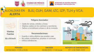 SE ACTIVA ALERTA AMARILLA POR PRONÓSTICO DE VIENTOS FUERTES
